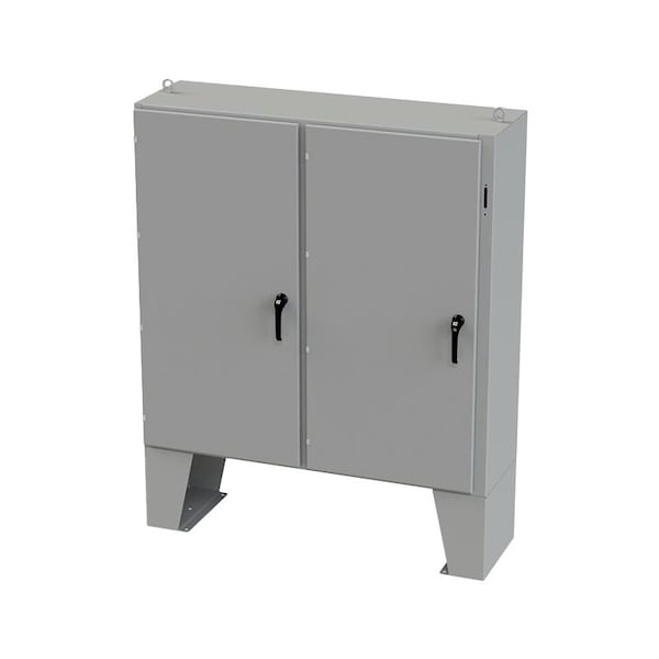 3 Point Latch with Coinproof/Padlock Handle Electrical Enclosures, 60 in H, 18 in D, 61 in W